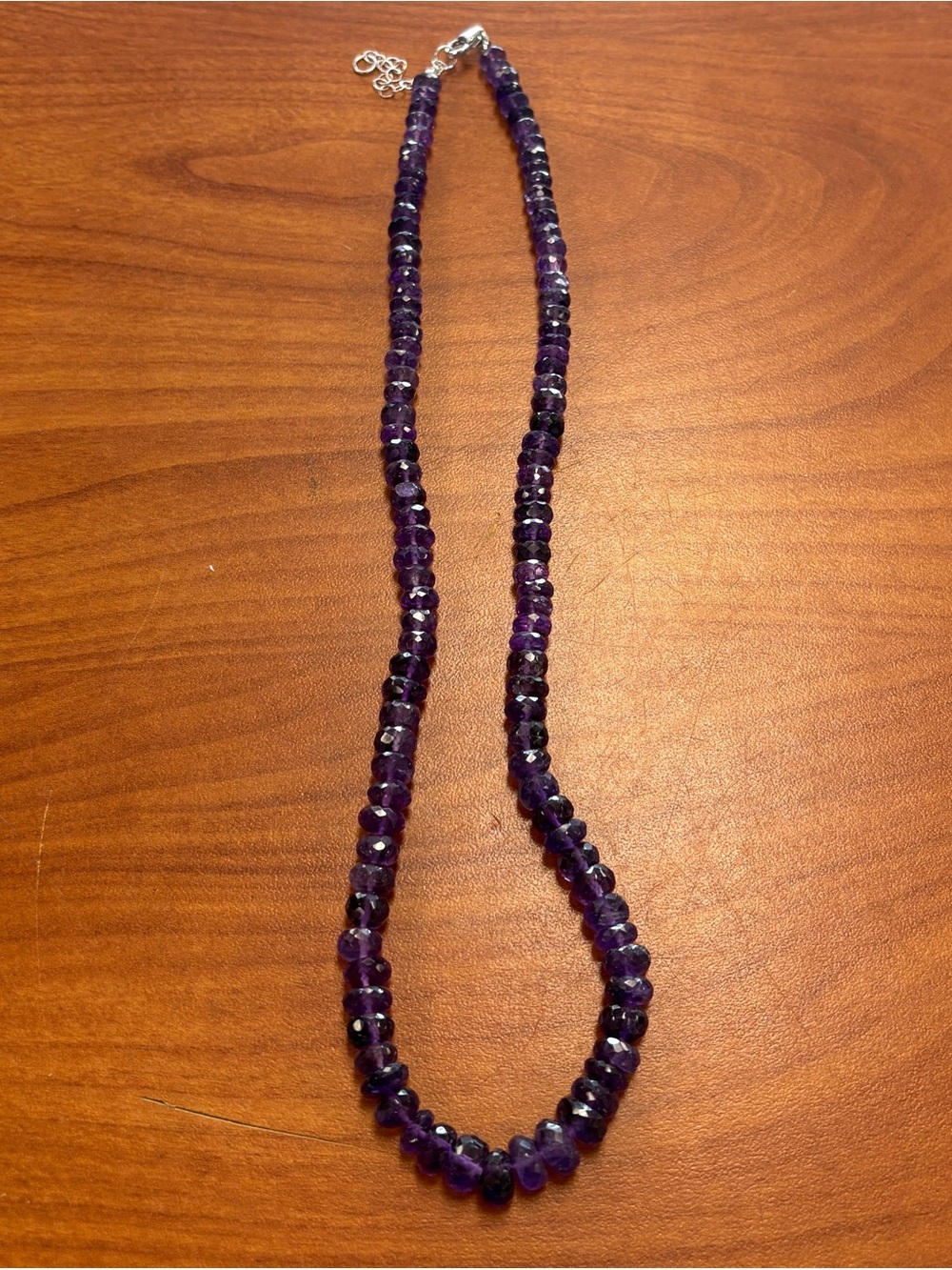 925 BBJ Signed Sterling Silver Amethyst Beaded Necklace